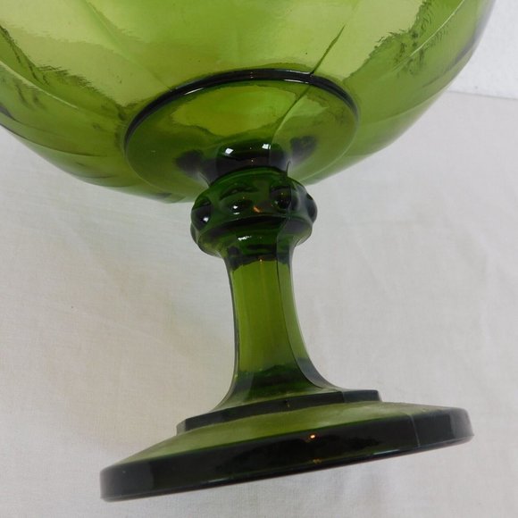 Indiana Glass Garland Avacado Green Pedestal Compote Bowl 7.5" tall VINTAGE - Picture 7 of 8